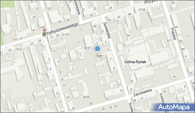 Łódź, Przybyszewskiego Stanisława, 37a, mapa Łodzi