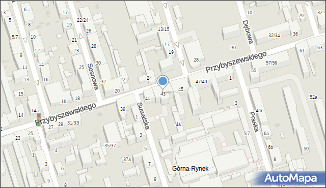 Łódź, Przybyszewskiego Stanisława, 43, mapa Łodzi