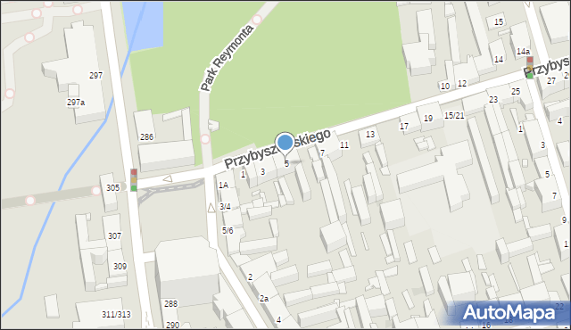 Łódź, Przybyszewskiego Stanisława, 5, mapa Łodzi