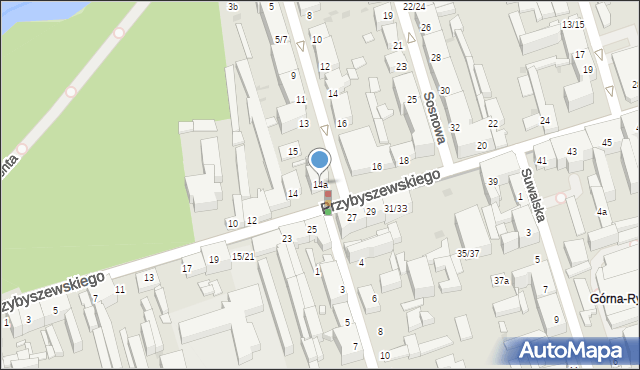 Łódź, Przybyszewskiego Stanisława, 14a, mapa Łodzi
