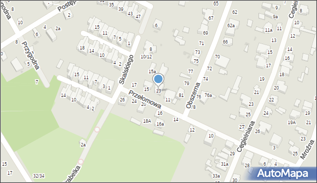 Łódź, Przełomowa, 13, mapa Łodzi