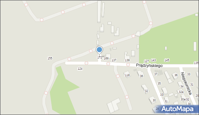 Łódź, Prądzyńskiego Ignacego, gen., 171, mapa Łodzi