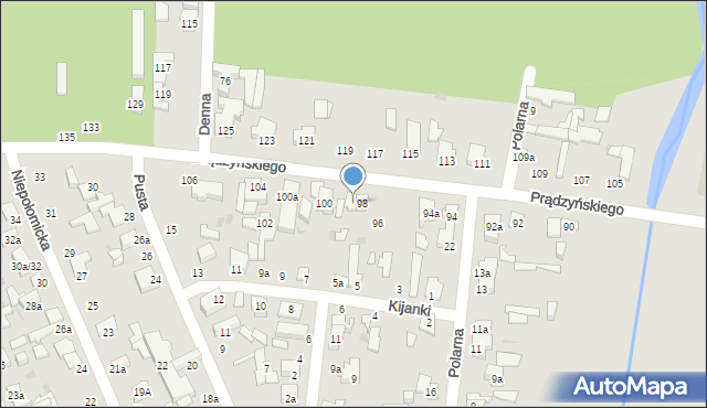 Łódź, Prądzyńskiego Ignacego, gen., 98a, mapa Łodzi