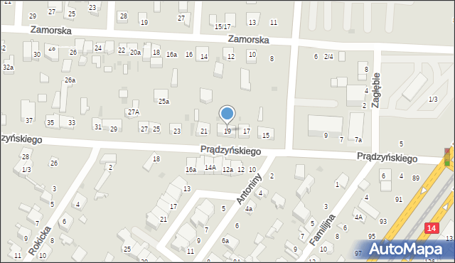 Łódź, Prądzyńskiego Ignacego, gen., 19, mapa Łodzi