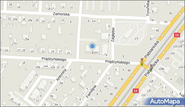 Łódź, Prądzyńskiego Ignacego, gen., 9, mapa Łodzi