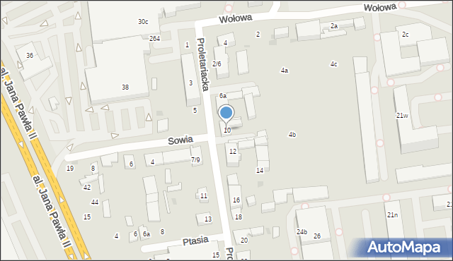 Łódź, Proletariacka, 10, mapa Łodzi