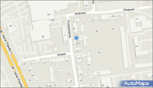 Łódź, Proletariacka, 8, mapa Łodzi