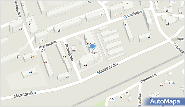 Łódź, Przełajowa, 22A, mapa Łodzi