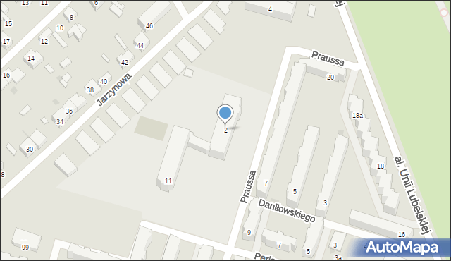 Łódź, Praussa Ksawerego, 2, mapa Łodzi
