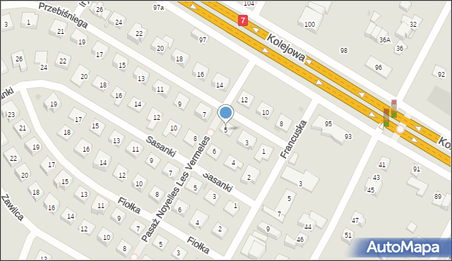 Łomianki, Przebiśniega, 5, mapa Łomianki