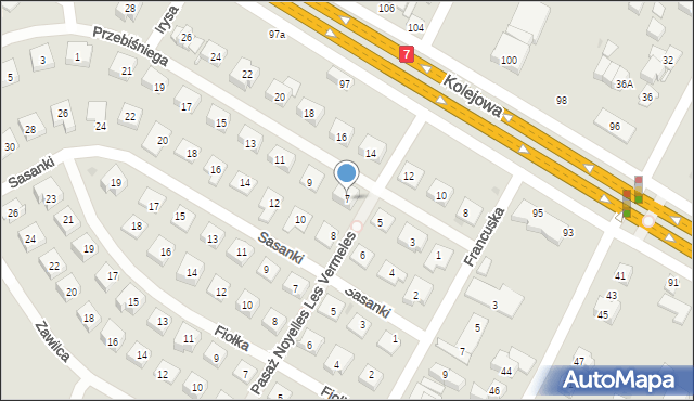 Łomianki, Przebiśniega, 7, mapa Łomianki