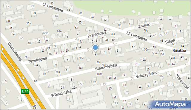 Łomianki, Przełajowa, 5, mapa Łomianki