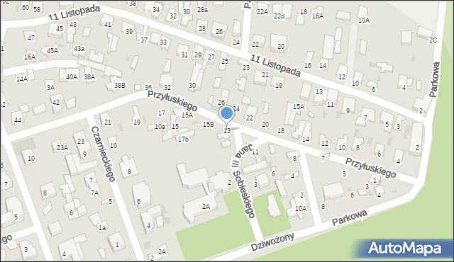Łomianki, Przyłuskiego Józefa, 13, mapa Łomianki