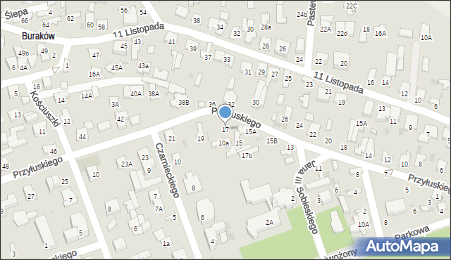 Łomianki, Przyłuskiego Józefa, 17, mapa Łomianki