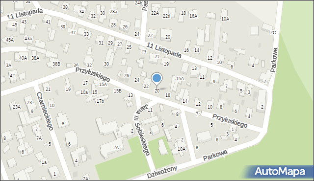 Łomianki, Przyłuskiego Józefa, 20, mapa Łomianki