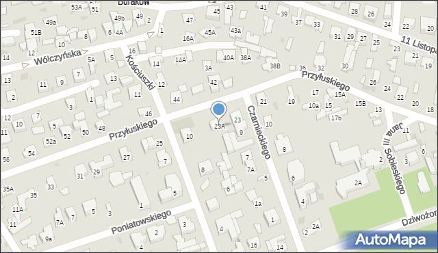 Łomianki, Przyłuskiego Józefa, 23A, mapa Łomianki