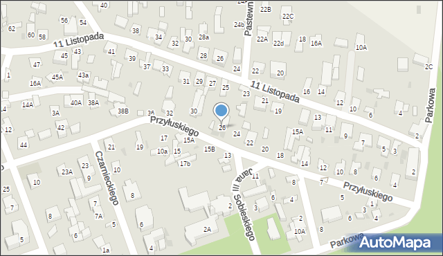 Łomianki, Przyłuskiego Józefa, 26, mapa Łomianki