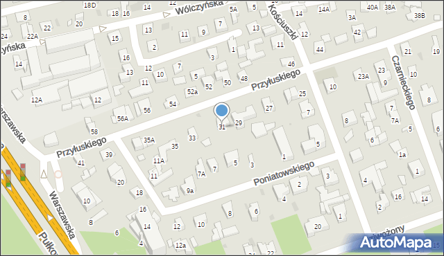 Łomianki, Przyłuskiego Józefa, 31, mapa Łomianki