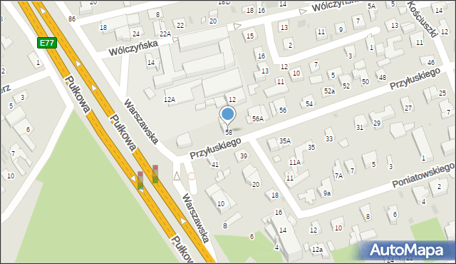 Łomianki, Przyłuskiego Józefa, 58, mapa Łomianki