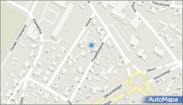 Łomża, Projektowana, 6, mapa Łomży