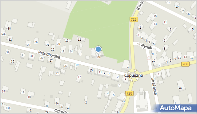 Łopuszno, Przedborska, 10, mapa Łopuszno