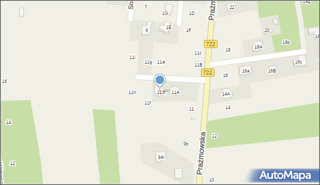 Łoś, Prażmowska, 11d, mapa Łoś