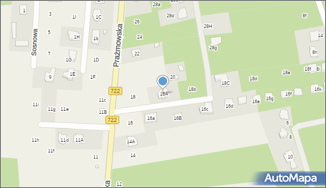 Łoś, Prażmowska, 18A, mapa Łoś