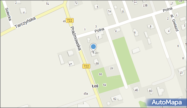 Łoś, Prażmowska, 70/1, mapa Łoś