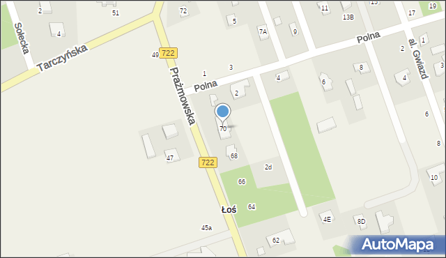 Łoś, Prażmowska, 70, mapa Łoś
