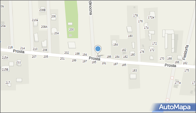 Łosia Wólka, Prosta, 190, mapa Łosia Wólka