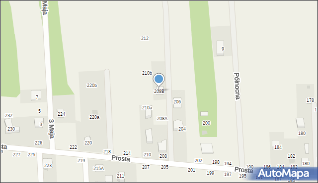 Łosia Wólka, Prosta, 208B, mapa Łosia Wólka
