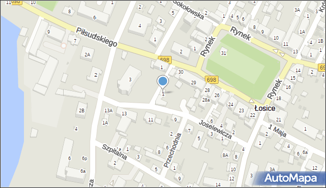 Łosice, Przeskok, 1, mapa Łosice