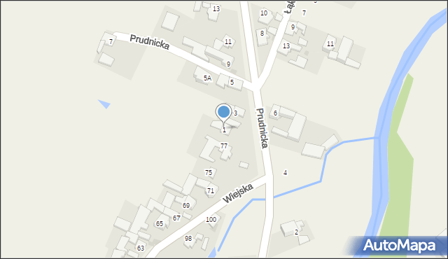 Łowkowice, Prudnicka, 1, mapa Łowkowice