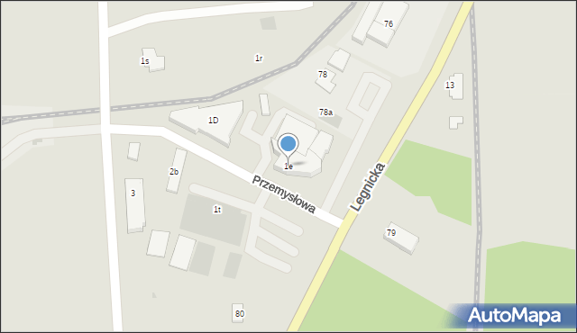 Lubin, Przemysłowa, 1e, mapa Lubin