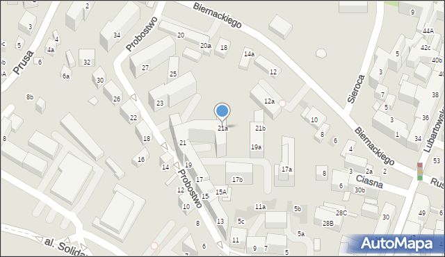 Lublin, Probostwo, 21a, mapa Lublina