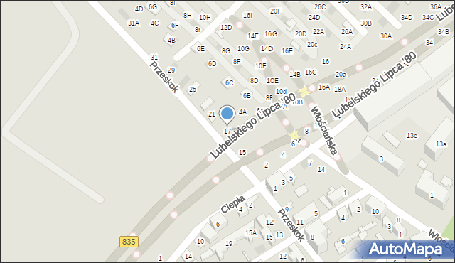 Lublin, Przeskok, 17, mapa Lublina