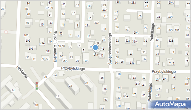 Lublin, Przybylskiego Jacka, 17a, mapa Lublina