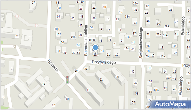 Lublin, Przybylskiego Jacka, 25A, mapa Lublina