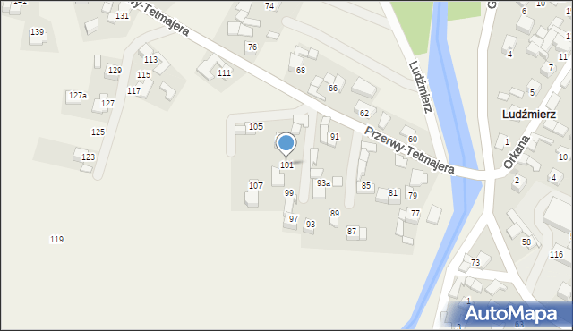 Ludźmierz, Przerwy-Tetmajera Kazimierza, 101, mapa Ludźmierz