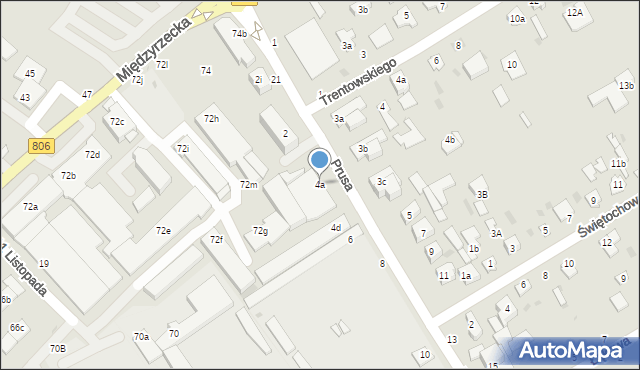 Łuków, Prusa Bolesława, 4a, mapa Łuków