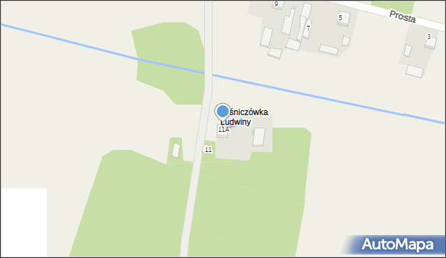 Łysiny, Prosta, 11A, mapa Łysiny