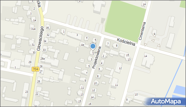 Łyszkowice, Projektowana, 1, mapa Łyszkowice