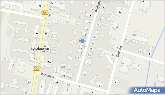 Łyszkowice, Projektowana, 17, mapa Łyszkowice