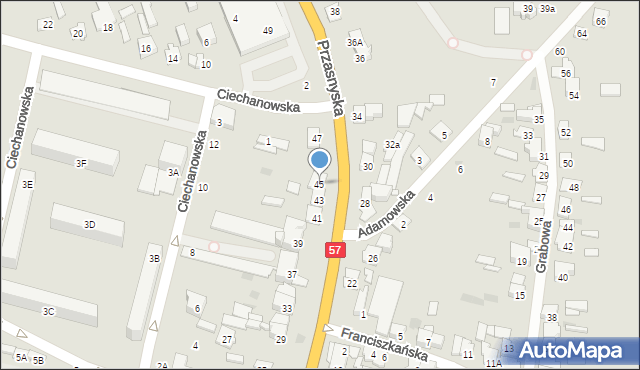 Maków Mazowiecki, Przasnyska, 45, mapa Maków Mazowiecki