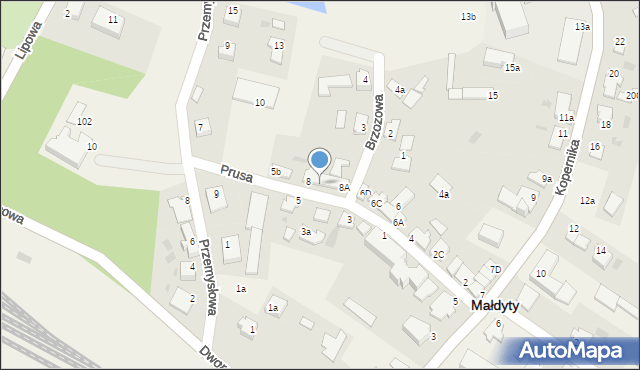 Małdyty, Prusa, 8C, mapa Małdyty