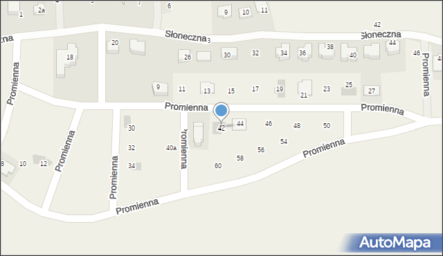Malinowice, Promienna, 42, mapa Malinowice