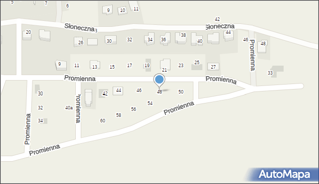 Malinowice, Promienna, 48, mapa Malinowice