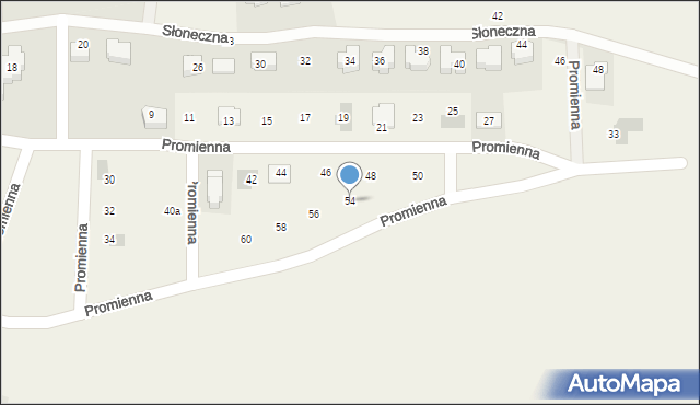 Malinowice, Promienna, 54, mapa Malinowice