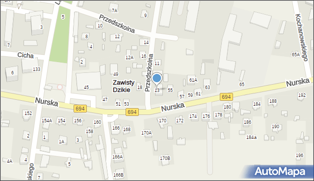 Małkinia Górna, Przedszkolna, 13, mapa Małkinia Górna