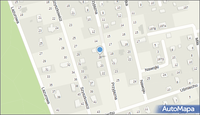 Mętów, Przyjazna, 18, mapa Mętów